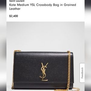 Saint Laurent Kate medium in grain de poudre embossed leather (with dust bag)